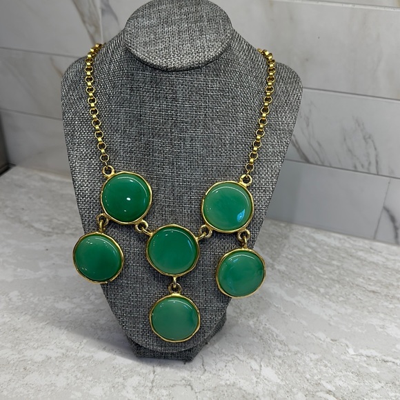 Kenneth Jay Lane Jewelry - Kenneth J Lane green and gold bib necklace.  Statement piece!